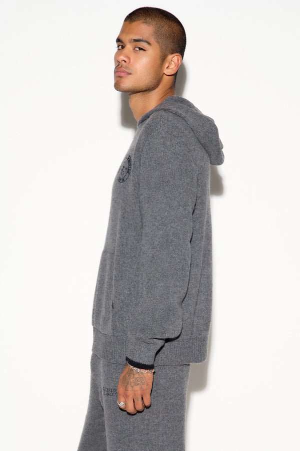 Spiritual Gangster SG Tahoe Men's Cashmere Wool Hoodie DARK HEATHER GREY