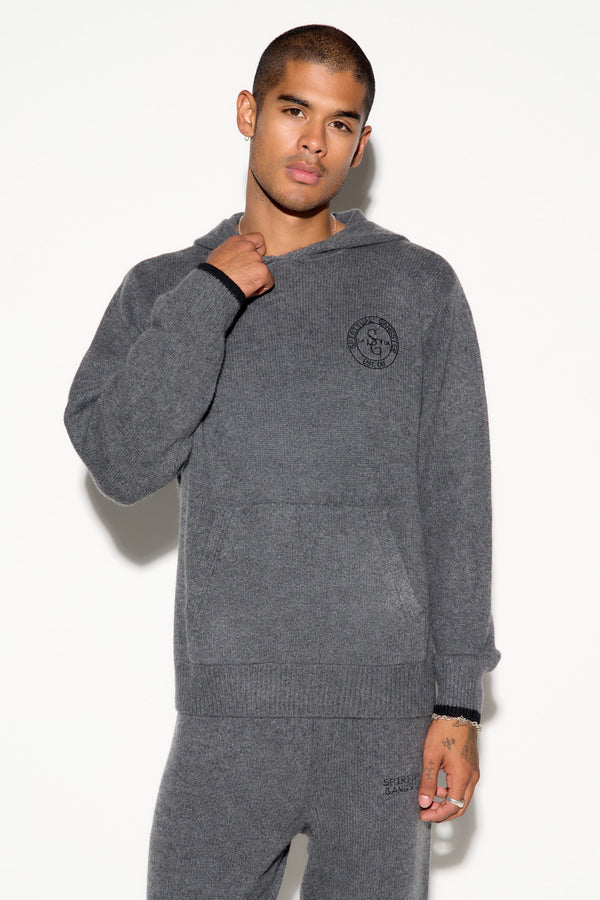 Spiritual Gangster SG Tahoe Men's Cashmere Wool Hoodie DARK HEATHER GREY