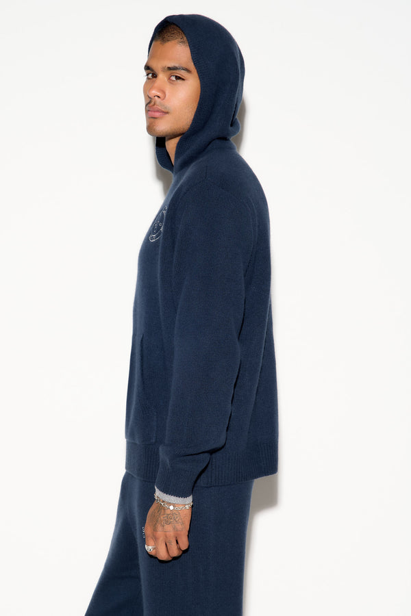 Spiritual Gangster SG Tahoe Men's Cashmere Wool Hoodie MIDNIGHT