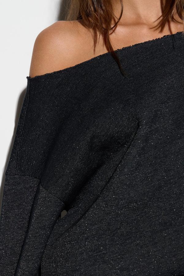 Spiritual Gangster Shimmer Celeste Sweatshirt BLACK