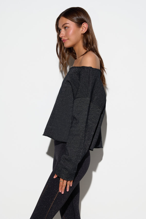 Spiritual Gangster Shimmer Celeste Sweatshirt BLACK