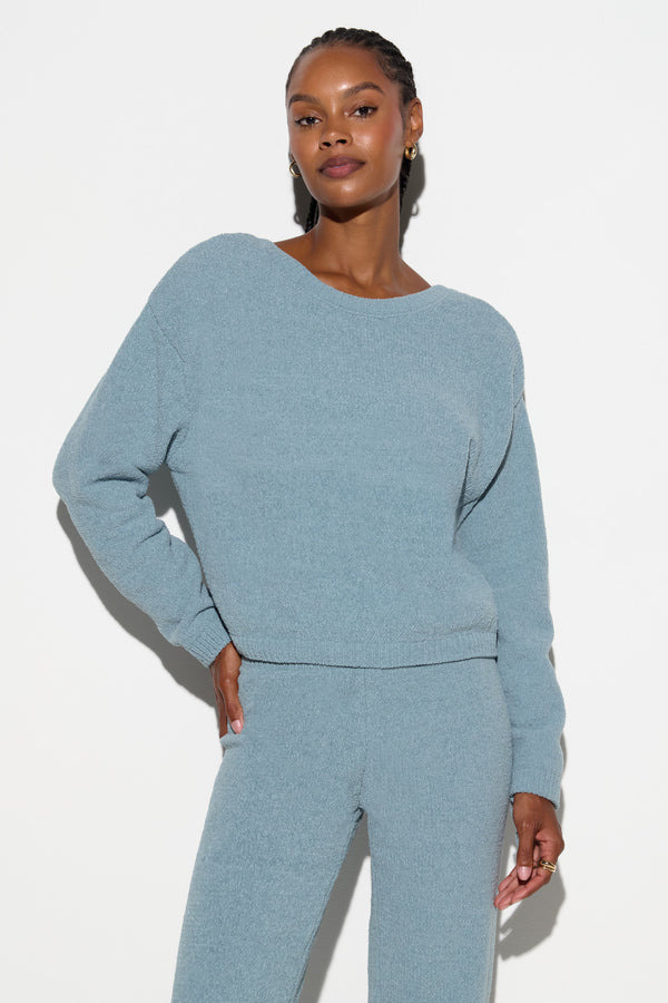 Spiritual Gangster Blaire Chenille Top OCEAN FOG