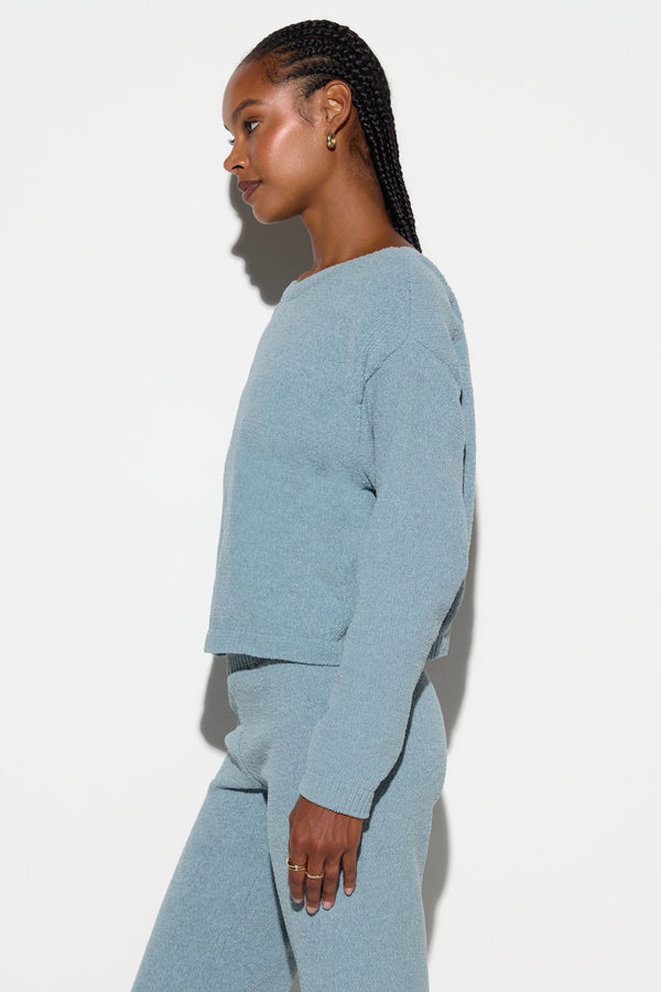 Spiritual Gangster Blaire Chenille Top OCEAN FOG