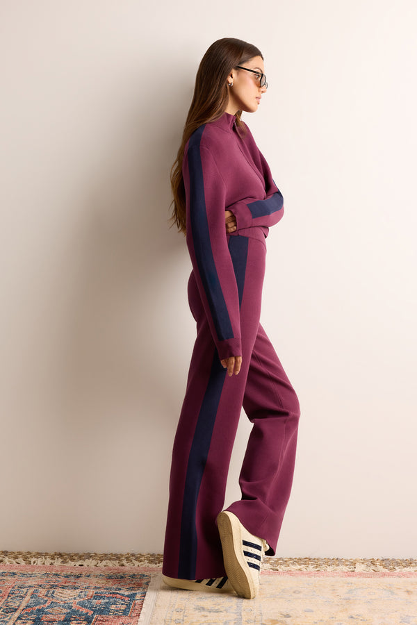 spiritual gangster Blake Wide Leg Pant DARK DAHLIA