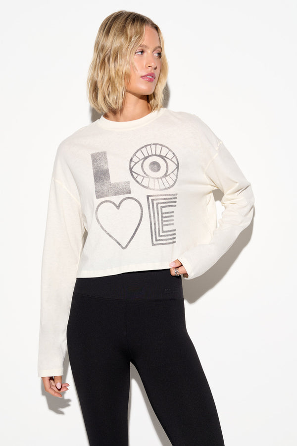 spiritual gangster Eye Love Drew Top VINTAGE WHITE