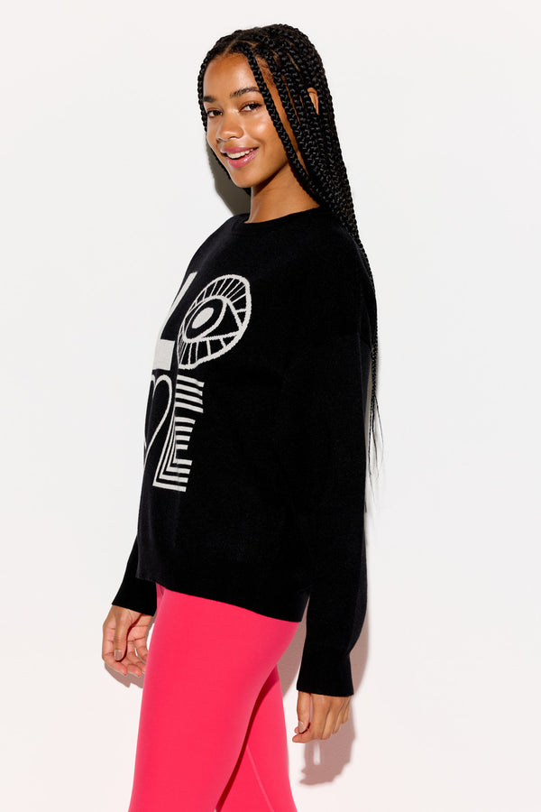 Spiritual Gangster Eye Love Lume Sweater BLACK