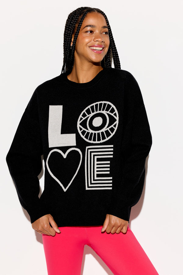 Spiritual Gangster Eye Love Lume Sweater BLACK