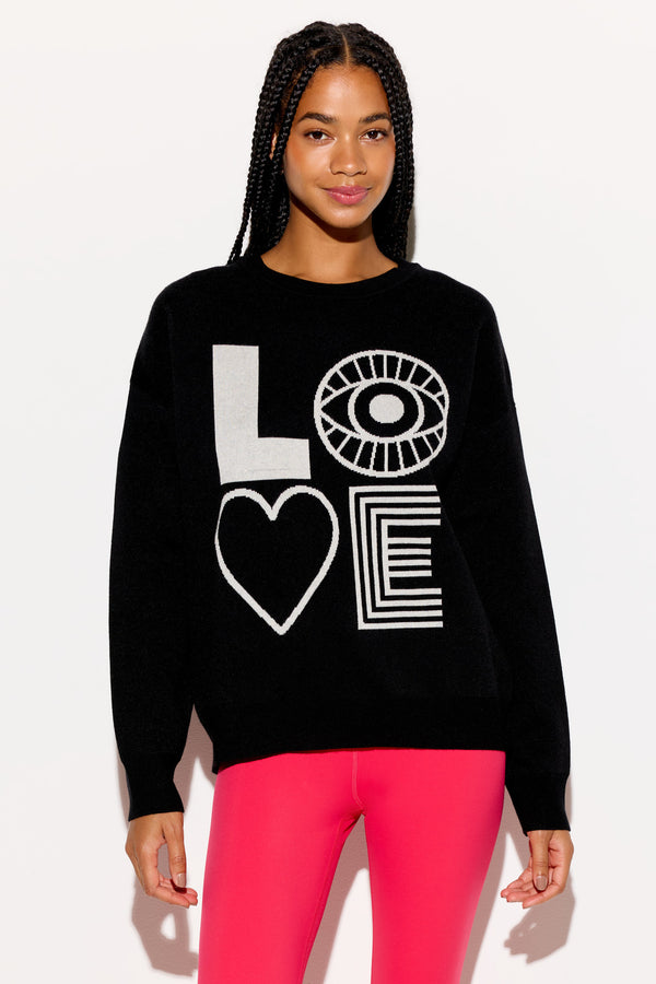 spiritual gangster Eye Love Lume Sweater BLACK