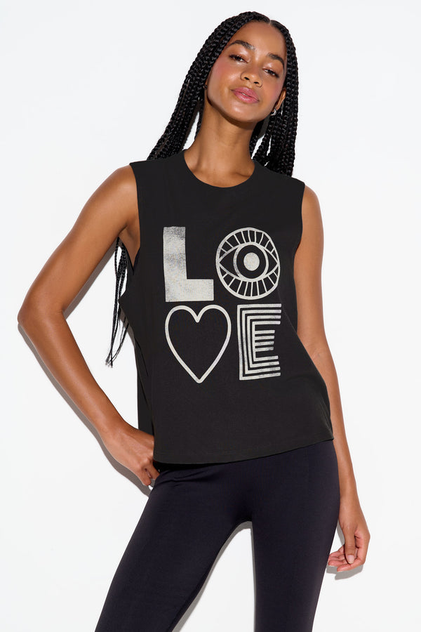 spiritual gangster Eye Love Vibe Tank BLACK