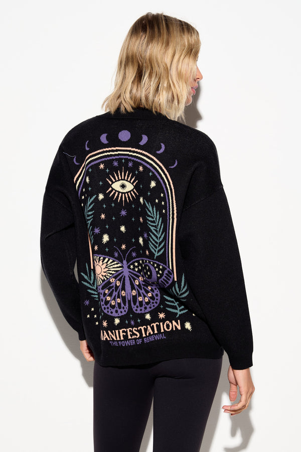 Spiritual Gangster Manifest Star Cardigan BLACK