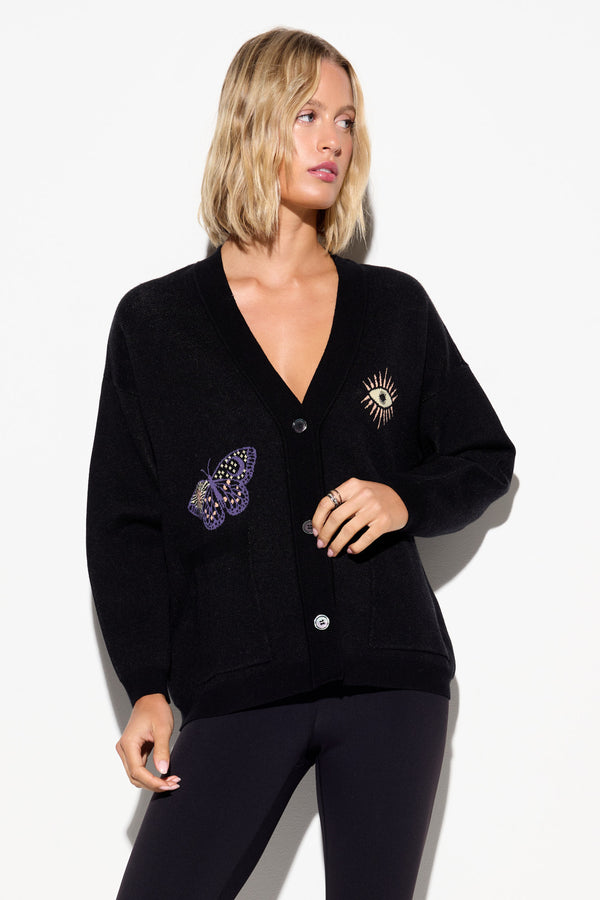 Spiritual Gangster Manifest Star Cardigan BLACK