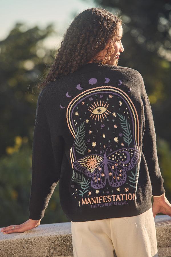 spiritual gangster Manifest Star Cardigan BLACK