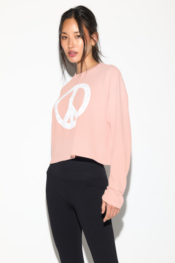 Spiritual Gangster Peace Drew Top CHAMPAGNE