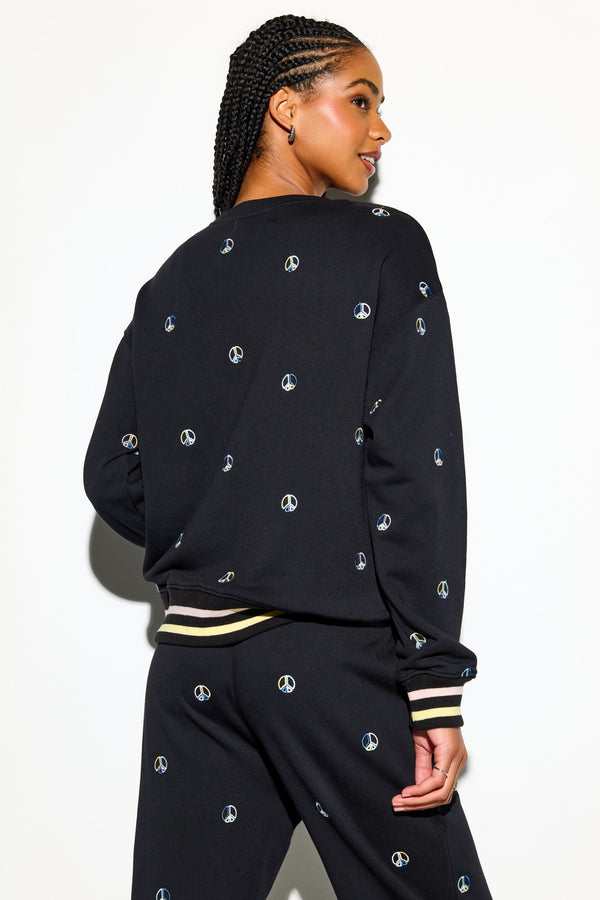 Spiritual Gangster Peace Emblem Astrid Crew BLACK