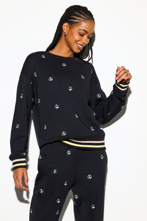 Spiritual Gangster Peace Emblem Astrid Crew BLACK