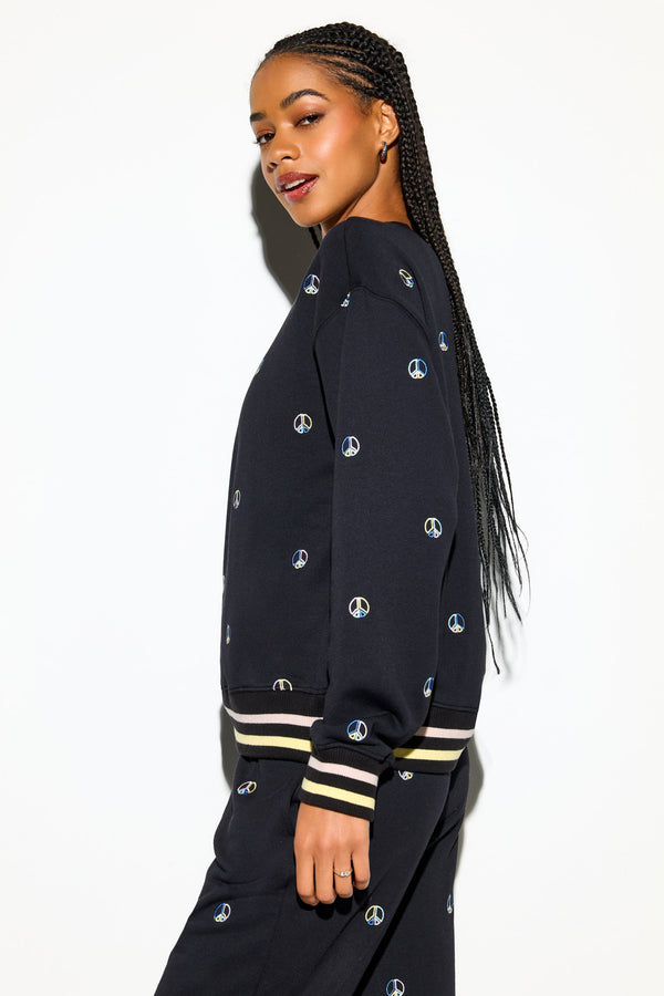 Spiritual Gangster Peace Emblem Astrid Crew BLACK