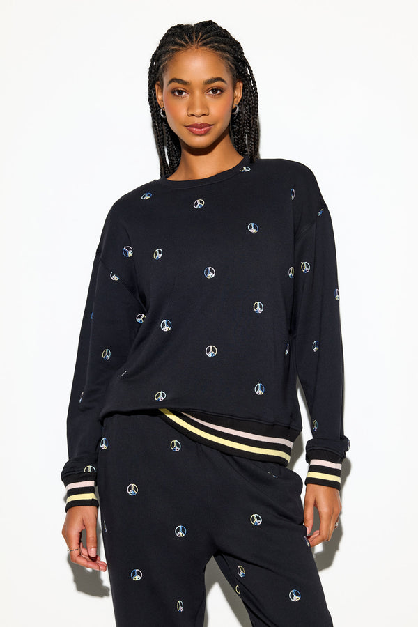 spiritual gangster Peace Emblem Astrid Crew BLACK