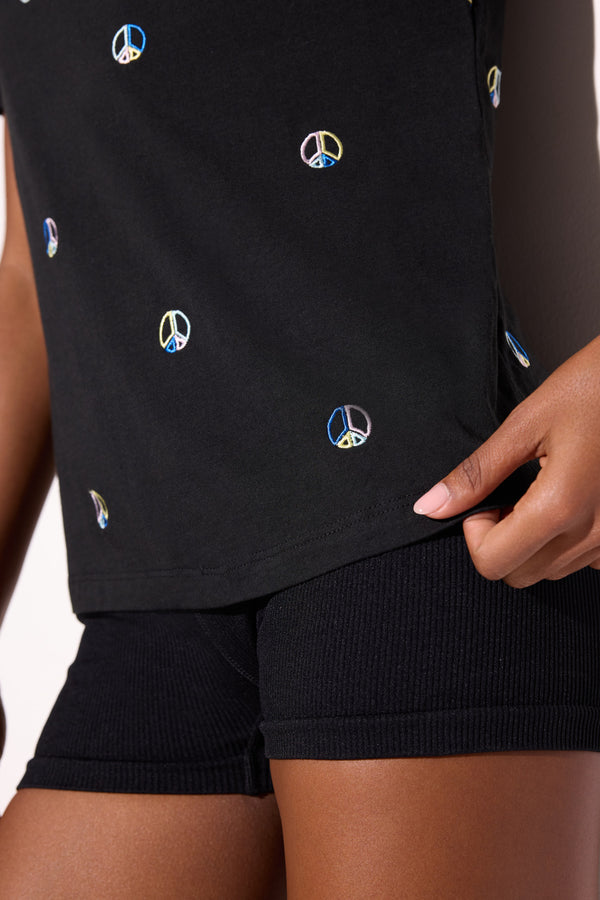 Spiritual Gangster Peace Emblem Fairfax Tee BLACK