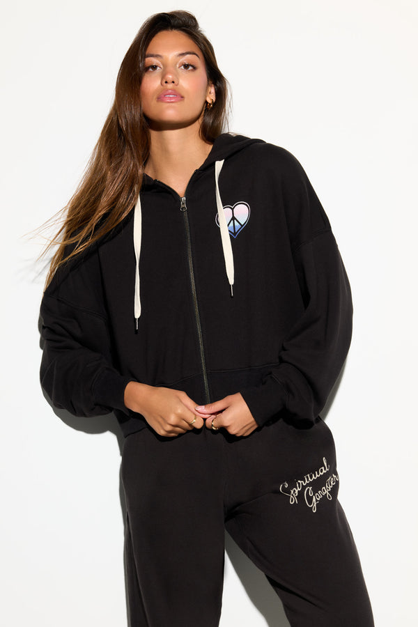 Spiritual Gangster Peace Love Jules Hoodie BLACK