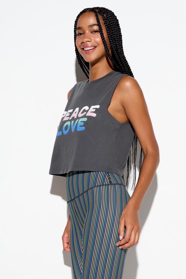 Spiritual Gangster Peace Love Spirit Crop Tank ASH