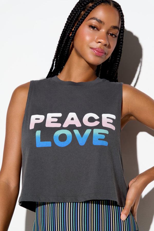 Spiritual Gangster Peace Love Spirit Crop Tank ASH