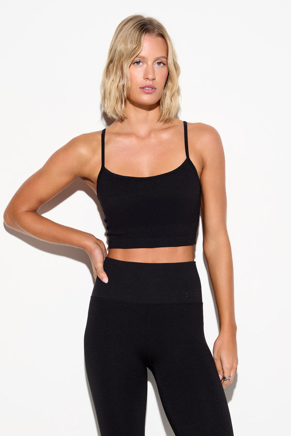 spiritual gangster Seamless Exhale Tank BLACK