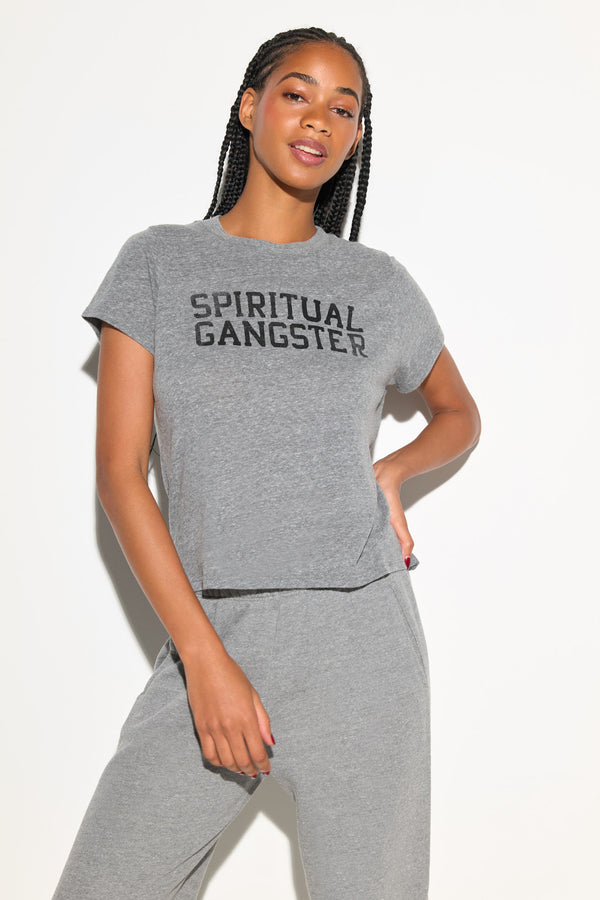 spiritual gangster SG Shine Lila Tee HEATHER GREY