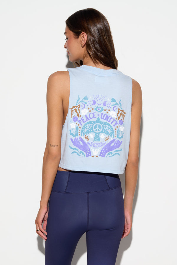 spiritual gangster Unity Spirit Crop Tank ICE BLUE