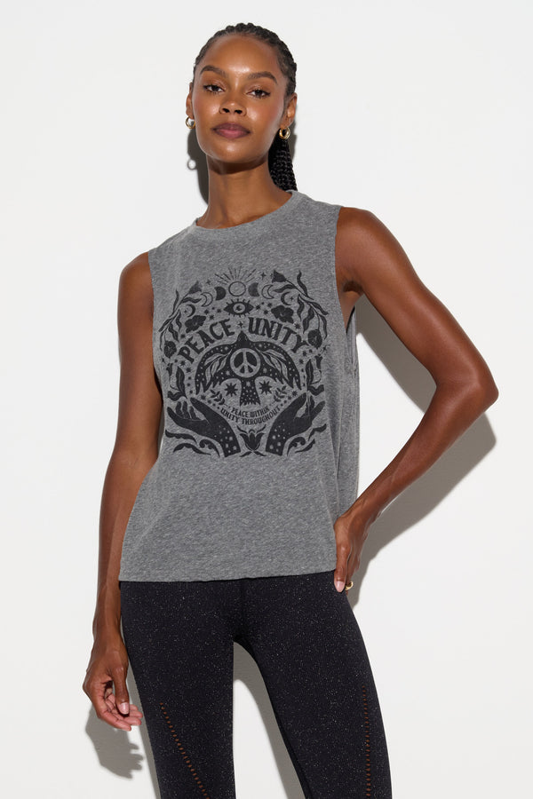 spiritual gangster Unity Vibe Tank HEATHER GREY
