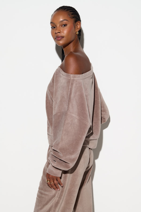 Spiritual Gangster Velour Ava Sweatshirt MOON ROCK