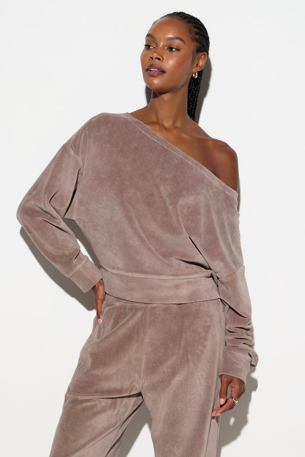 spiritual gangster Velour Ava Sweatshirt MOON ROCK