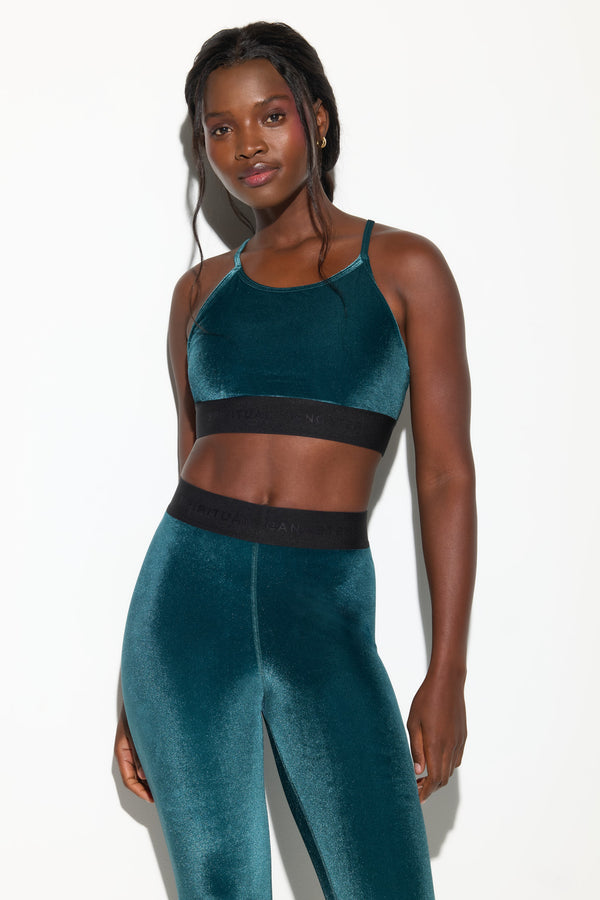 Spiritual Gangster Velour Shiloh Bra MIDNIGHT TEAL
