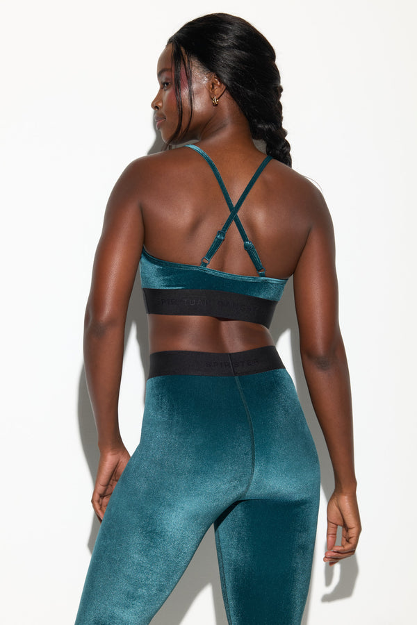 Spiritual Gangster Velour Shiloh Bra MIDNIGHT TEAL