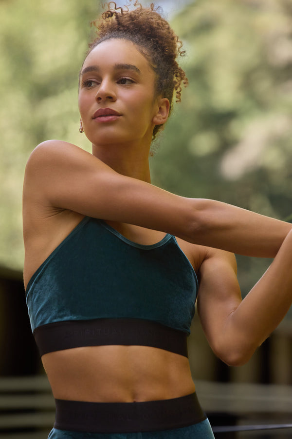 spiritual gangster Velour Shiloh Bra MIDNIGHT TEAL