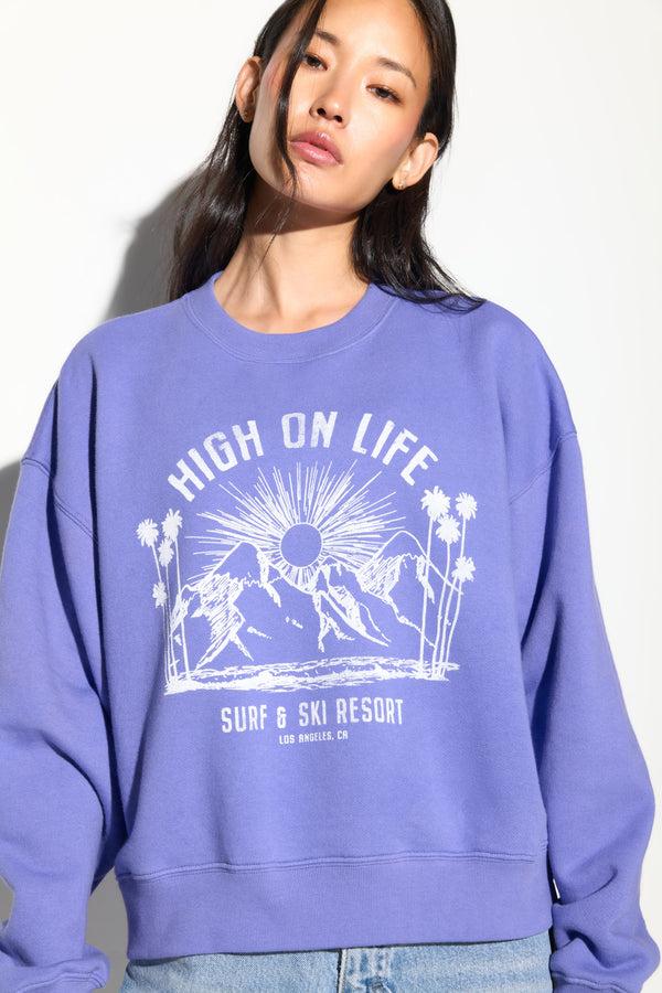 Spiritual Gangster Surf & Ski Bex High-Low Crew ASTRAL BLUE