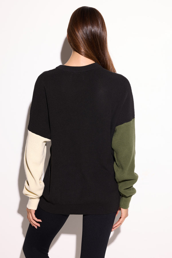 Spiritual Gangster Yin Yang Stack Lyric Sweater BLACK MULTI