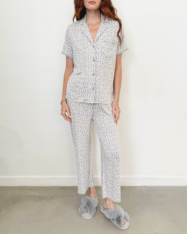 Splendid Daisy Pop Notch Collar And Crop Pant Sleep Set