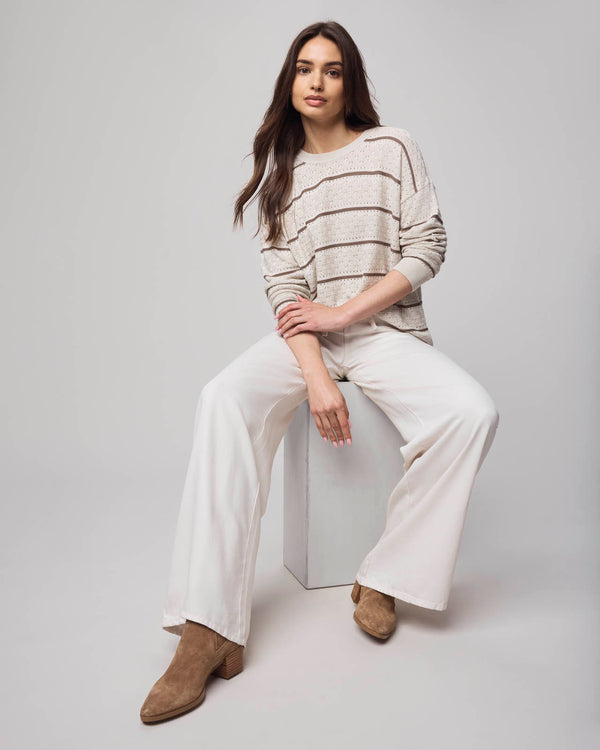 Splendid Georgie Cashblend Stripe Pointelle Sweater