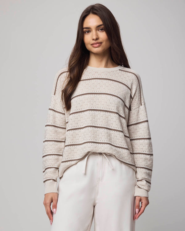 Splendid Georgie Cashblend Stripe Pointelle Sweater