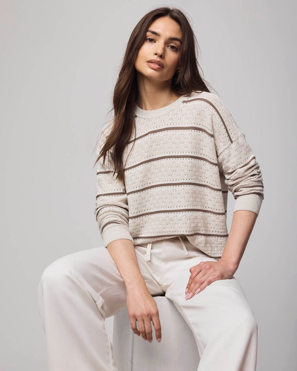 splendid Georgie Cashblend Stripe Pointelle Sweater
