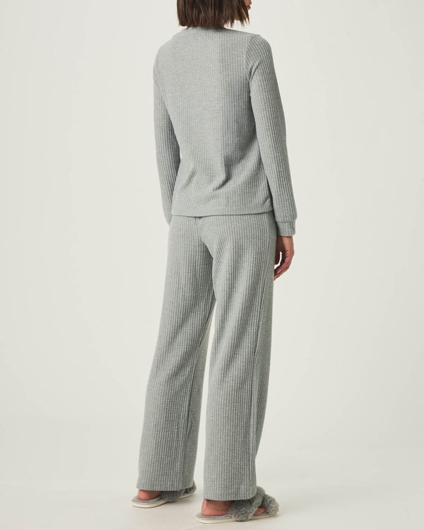 Splendid Heather Grey Split Crewneck Waffle Knit Sleep Set