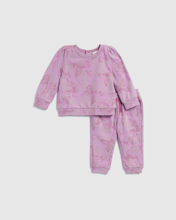 splendid Infant Girl Puff Sleeve Bow Long Sleeve Set