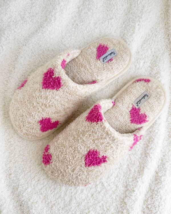 splendid Oat Heather Pink Hearts Cozy Slipper Slide