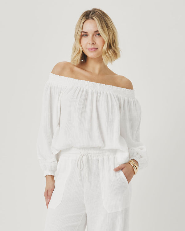 Splendid Ava Gauze Off-Shoulder Top