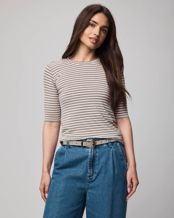 Splendid Bamboo Blend Stripe Quarter Sleeve Tee