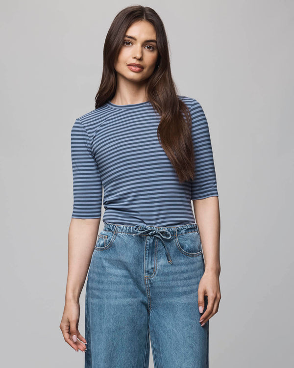 Splendid Bamboo Blend Stripe Quarter Sleeve Tee