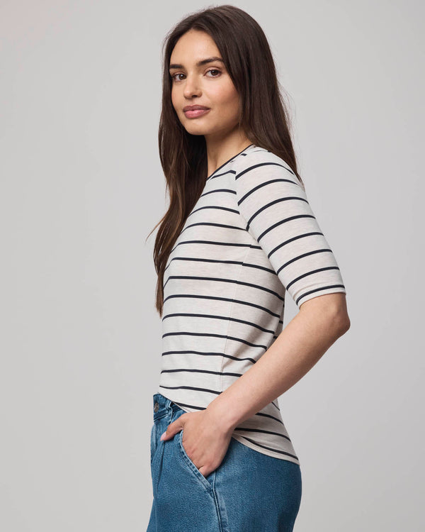 Splendid Bamboo Blend Stripe Quarter Sleeve Tee
