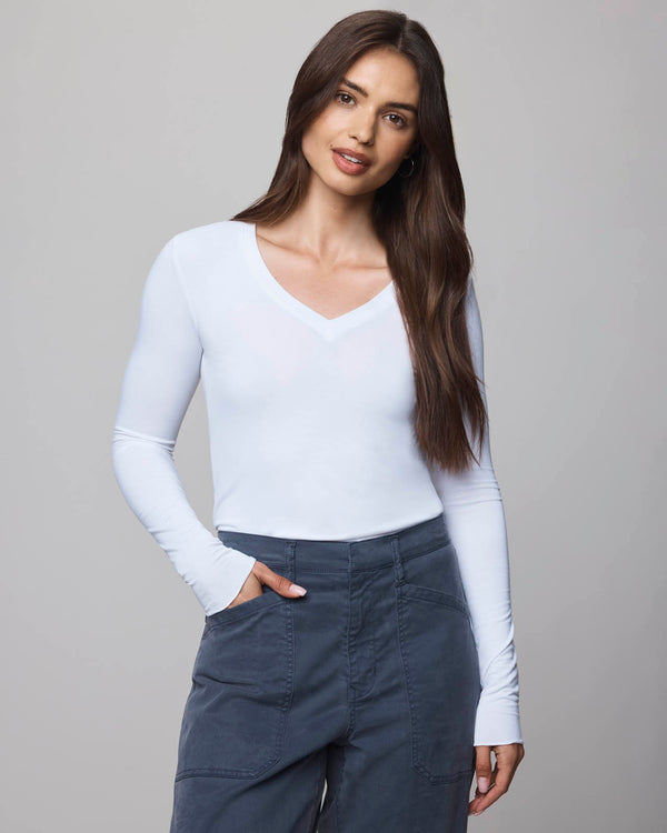 Splendid Bamboo Jersey Long Sleeve V Neck Tee