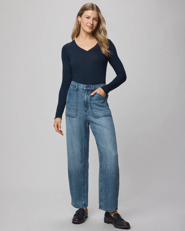 splendid Bamboo Jersey Long Sleeve V Neck Tee