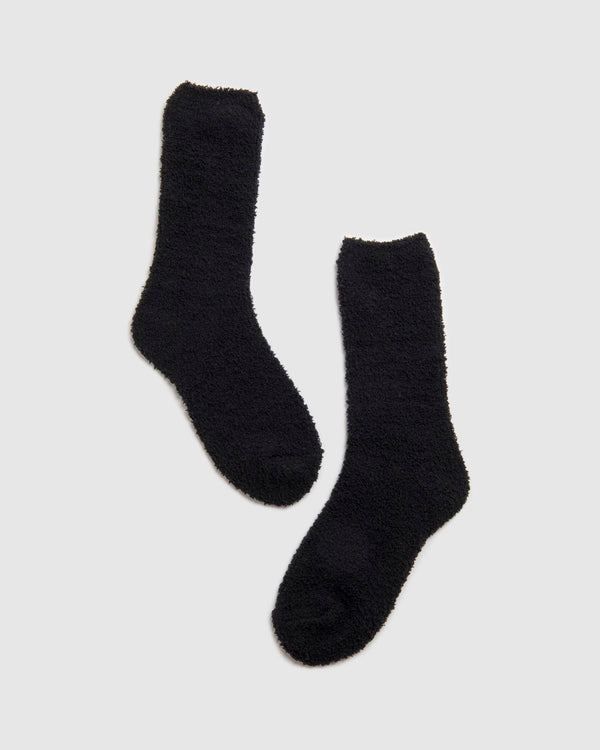Splendid Black Bia Fuzzy Yarn Socks